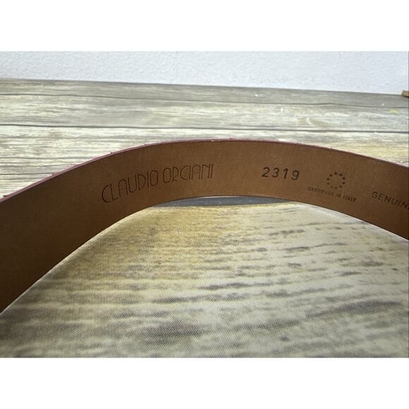 Vintage Claudio Orciani Genuine Snake Suede Belt Size 28 Red Rhinestones NEW main image 7